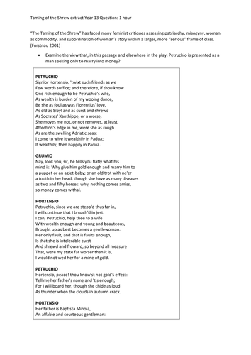 AQA A Full A level - Taming shrew