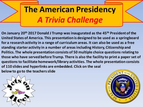 The U S President ~ A Trivia Challenge