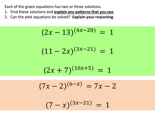 Unusual Equations (Index Laws)