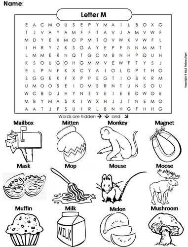 The Letter M Word Search | Teaching Resources