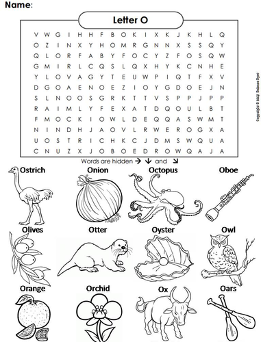 The Letter O Word Search