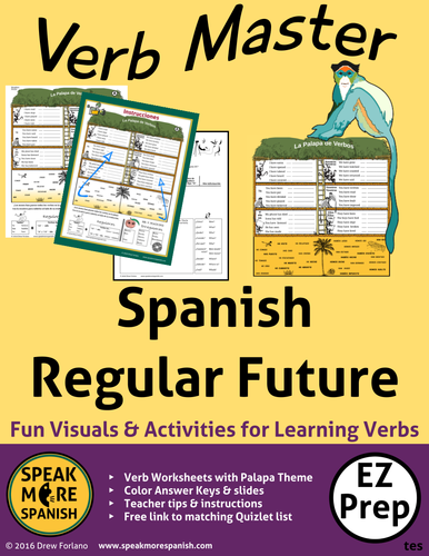 Spanish Verb Master for Regular Future Tense Verbs. Verbos del Futuro Regular