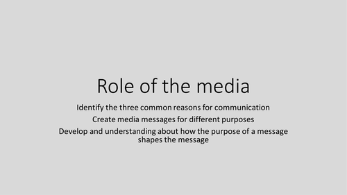 The Media - Role of the media Citizenship KS3 lesson