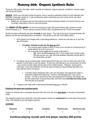 Organic Synthesis - revision card game