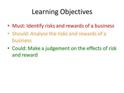 GCSE Business Studies - Risk and Reward Part 2