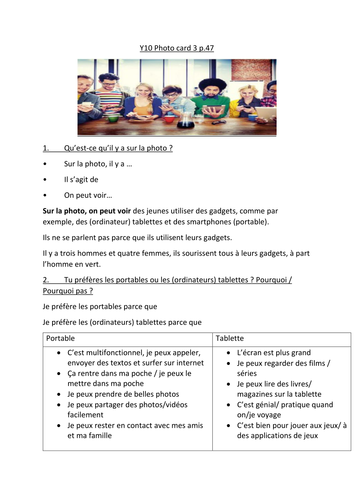 New AQA GCSE French , speaking and writing practise (mobile technology)