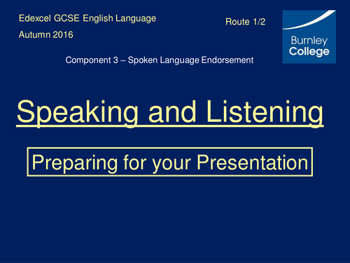 Edexcel GCSE (9-1) 19th Century Fiction Scheme - Speaking and Listening Requirements