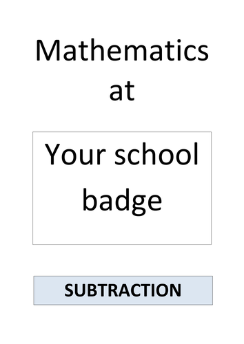 Subtraction Booklet for Parents