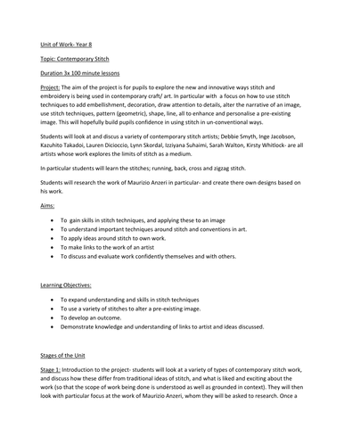 Contemporary stitch S.O.W