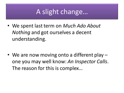 Introductory lesson on An Inspector Calls