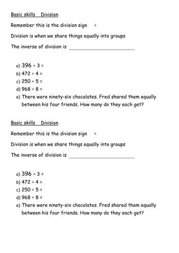 Differentiated Division Questions And Problems | Teaching Resources