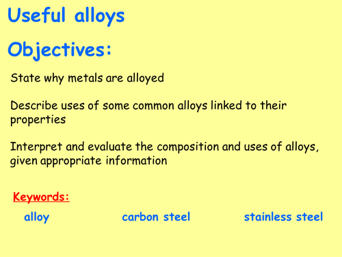 New AQA C10.8 (New GCSE Spec 4.10 - exams 2018) – Useful alloys (TRIPLE ONLY)