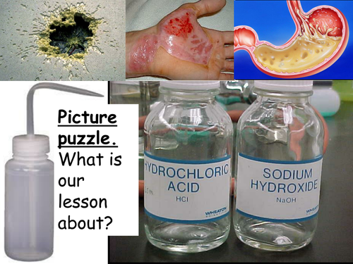 Acids and alkalis and hazard symbols - complete lesson.