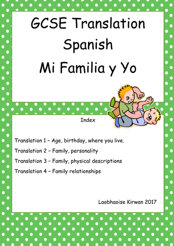 Mi Familia Translation Booklet GCSE 9-1 (New Spec AQA) Higher Tier