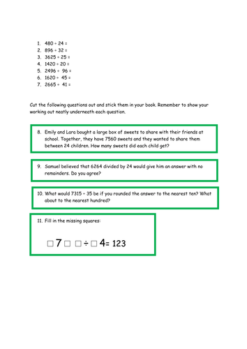 KS2 - SATs - Year 6 - 4-digit by 2-digit division -MA