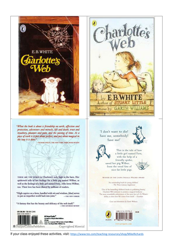 E B White - Charlotte's Web - 7 sessions of Guided Reading / Whole class activities