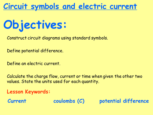 New AQA P2.1 (New GCSE Spec 4.2 - exams 2018) – Circuit symbols, electric current and charge