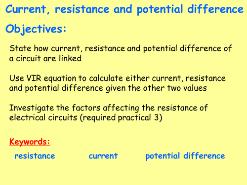 New AQA P2.2 (New GCSE Spec 4.2 - exams 2018) – Current, resistance and potential difference and RP3