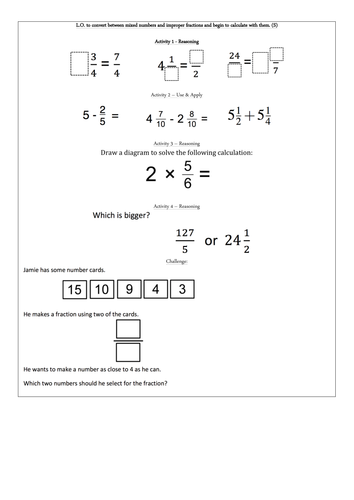 Mixed Numbers and Improper Fractions