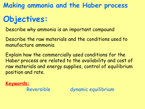 New AQA C10.10 (New GCSE Spec 4.10 - exams 2018) – Making ammonia and the Haber process (TRIPLE ONLY