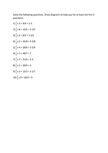 Multiplying Fractions by Whole Numbers