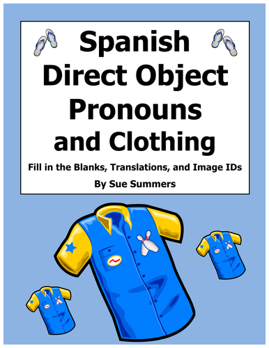 Spanish Direct Object Pronouns and Clothing Worksheet