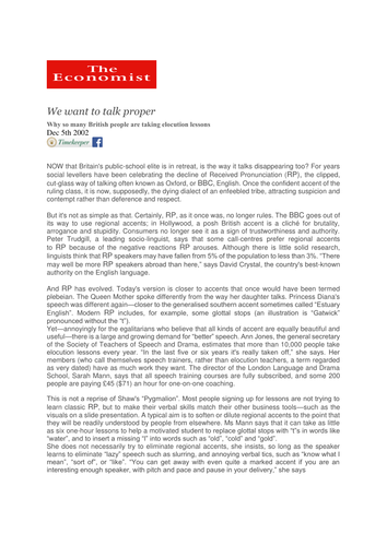 English Language A Level. Paper Two Task Three: the opinion piece texts and model essay