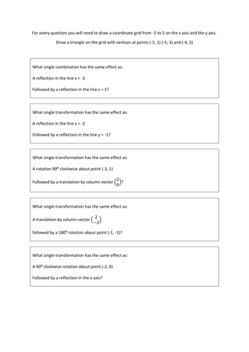 combinations of transformations worksheet with answers