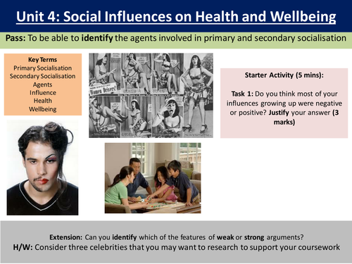 Health and social care Unit 4 - social influences on health and well being