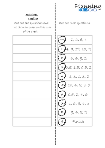 Averages median worksheet | Teaching Resources