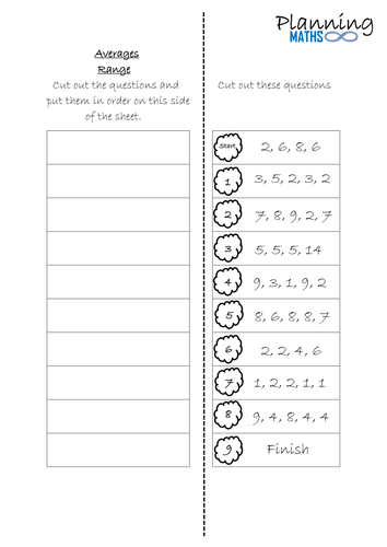 Averages range worksheet