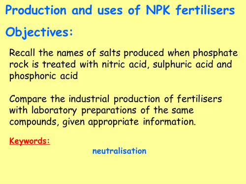 New AQA C10.11 (New GCSE Spec 4.10 - exams 2018) – Production and uses of NPK fertilisers (TRIPLE)