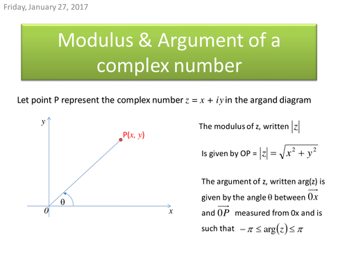 The Modulus Argument Form Of Complex Numbers Teaching Resources