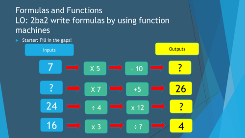 Functions and Formulas (Solving Equations)