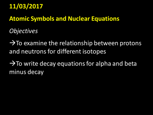 Atomic Symbols and Nuclear Equations Worksheets