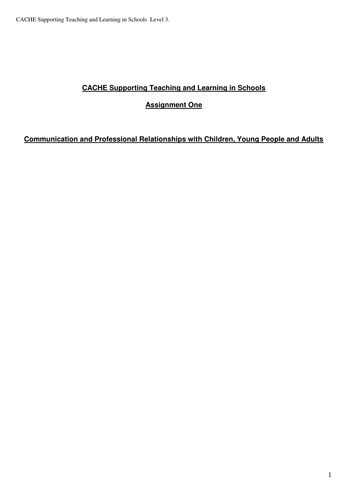 CACHE Level 3 Diploma in Supporting Teaching and Learning Communication with children & Young people