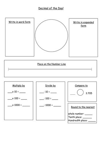 Decimal numbers worksheets