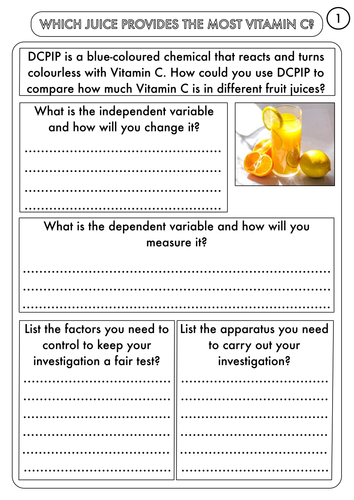Vitamin C Investigation Sheet for Students