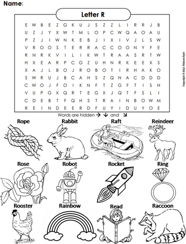 The Letter R Word Search