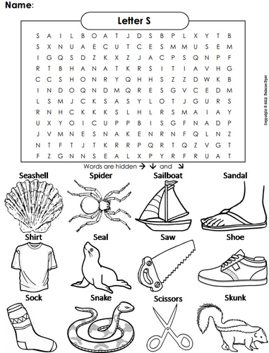 The Letter S Word Search