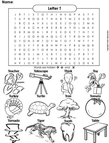 The Letter T Word Search