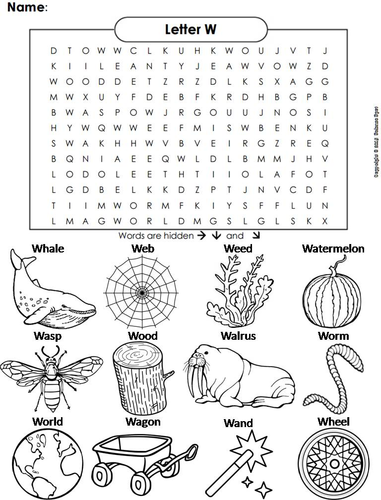 The Letter W Word Search