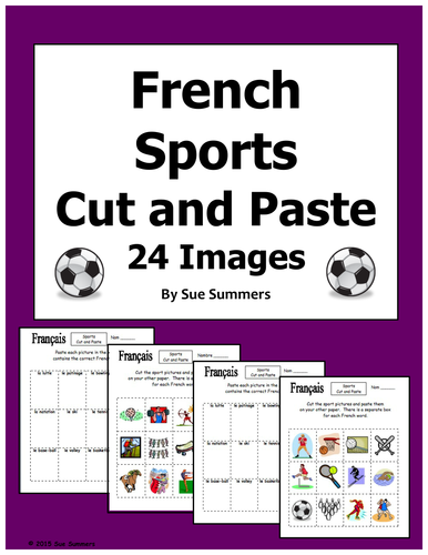 French Sports Cut and Paste / Game Cards / Flashcards
