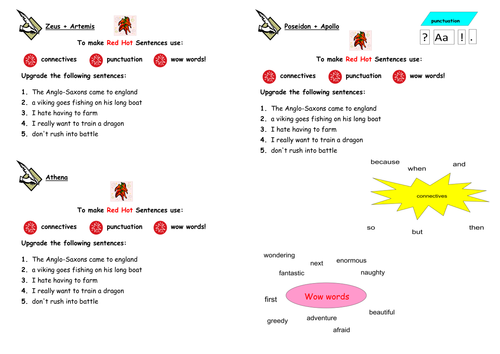 Sentence construction - uplevelling sentences.