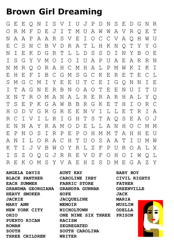 Brown Girl Dreaming Word Search