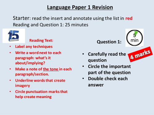 AQA English Language Exam Paper 1 Revision Lesson