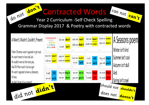Contracted words Year 2 Grammar SPAG