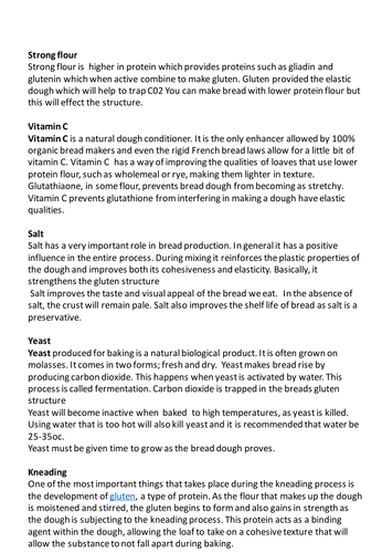 Bread making key terms food preparation and Nutrition Food technology GCSE Year 10-11