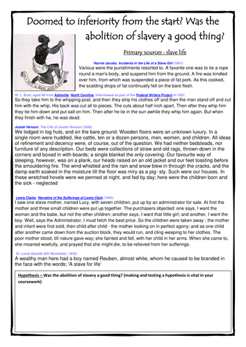 Slavery and its abolition - sources and question what were the problems with abolition