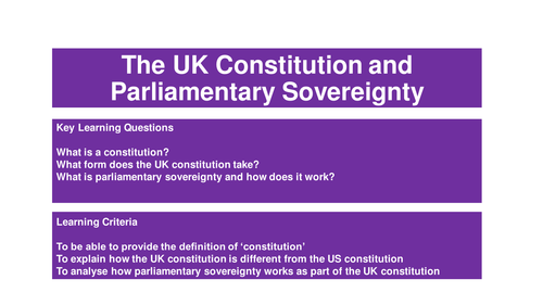 The Constitution and Parliamentary Sovereignty Research/Assessment
